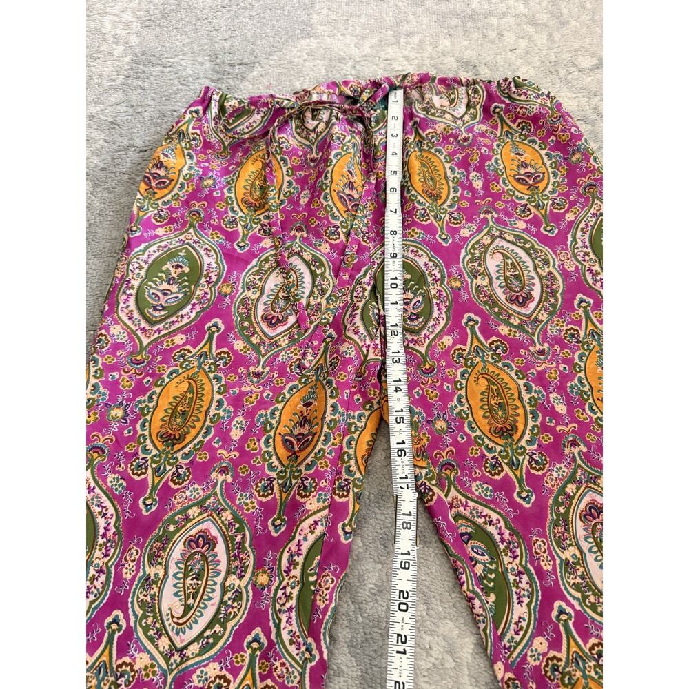 Ralph Lauren Magenta Paisley Silky Crepe Drawstring Cropped Pants S - Picture 6 of 9